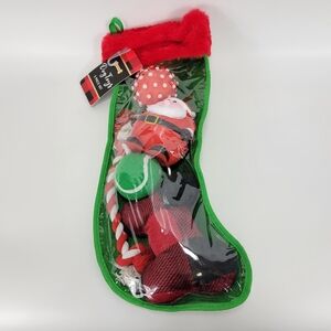 Woof Brand 5 Piece Dog Toy Rope Rubber Chew Ball Christmas Holiday Stocking Set